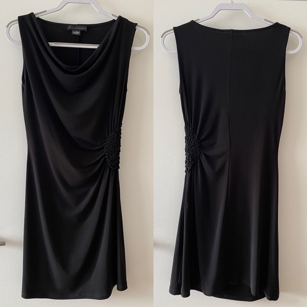 Grace Elements Drape Collar Sleeveless Black Dress